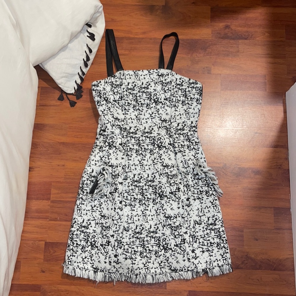 Alexis black and white tweed dress